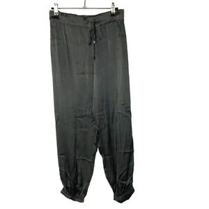 Alexis Dark Charcoal Gray Silk Satin High Rise Joggers M